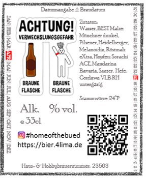 Rückenetikett Dumbo - Dunkler Doppelbock Bieretikett